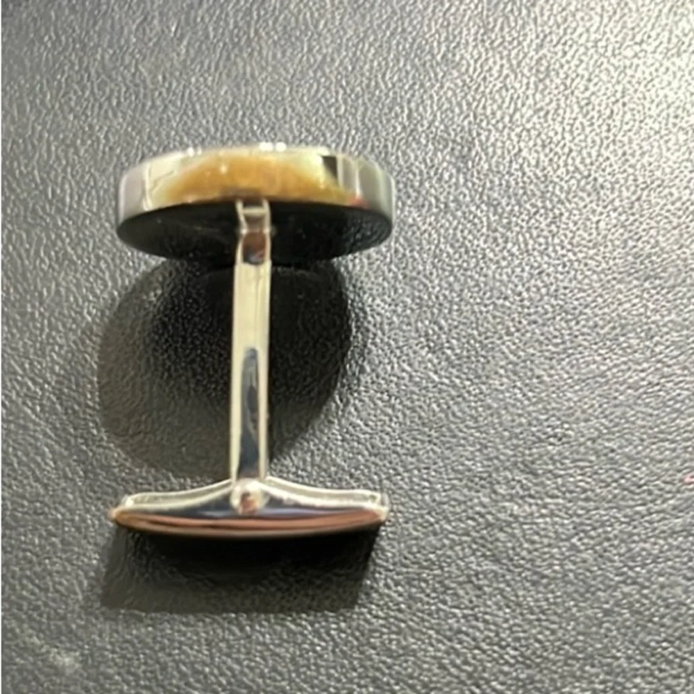 CUFF LINKS / New Orleans Knots -Vibrant Orange and Blue Metal